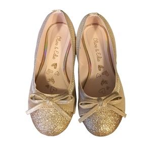 Olive and Edie sparkle rose gold 12 kids ballet flats